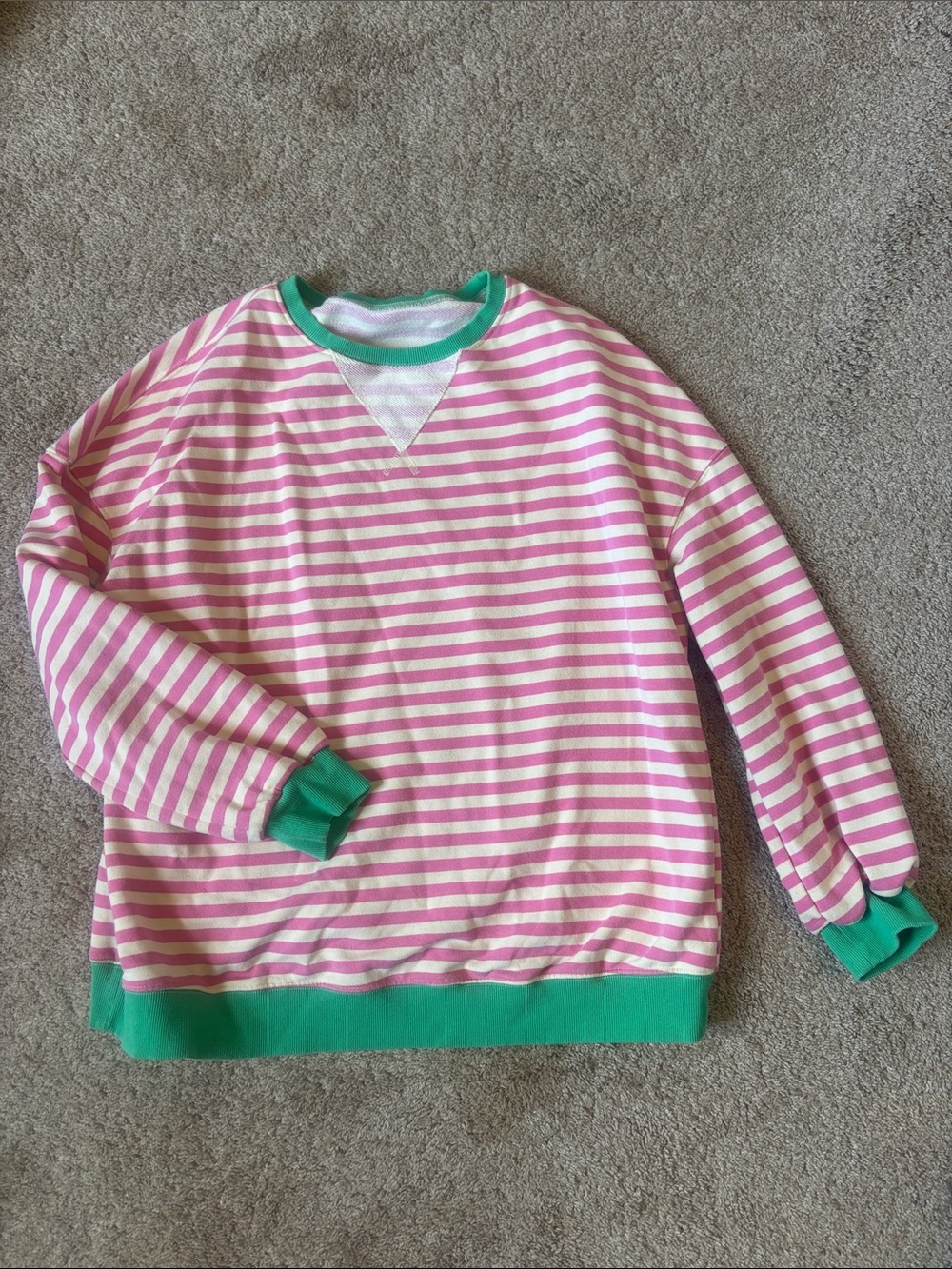 Striped pink and green oversized long sleeve